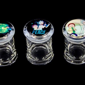 air tight pop-top Rick and Morty style glass jars